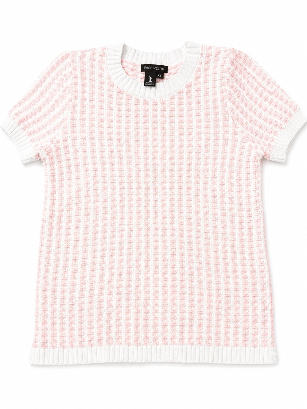 Peace of Cloth Pink & White Knit Short Sleeve Top